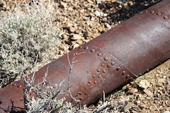 remains of pipeline that carried water from a spring to the Skidoo mine 